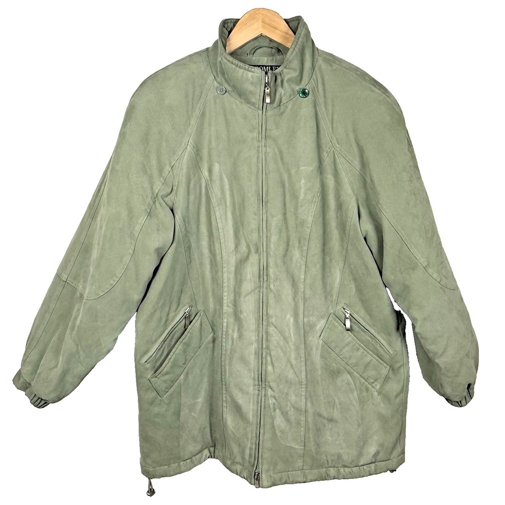 Vtg‎ Bromley Sport Sage Green Hooded Jacket Coat Fleece Lined Med Macau 80s 90s